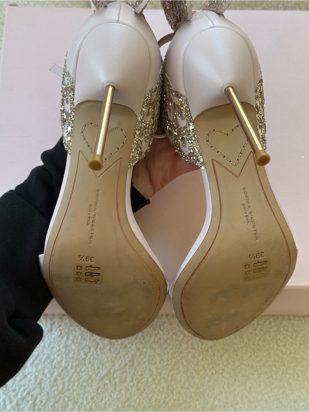Sophia Webster Blush Pink Crystal Wing Embellished Heels - Picture 4 of 12